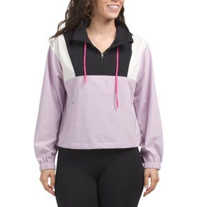 MONDETTA OUTDOOR PROJECT Orchid Pop Over Color Block Jacket With Stow Away Hood